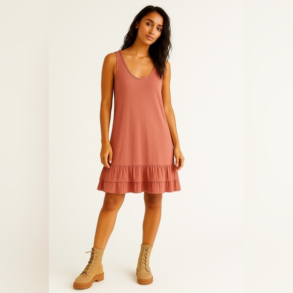 Easel Sleeveless Blush Pink Ruffle Hem Dress - Picture 1 of 6